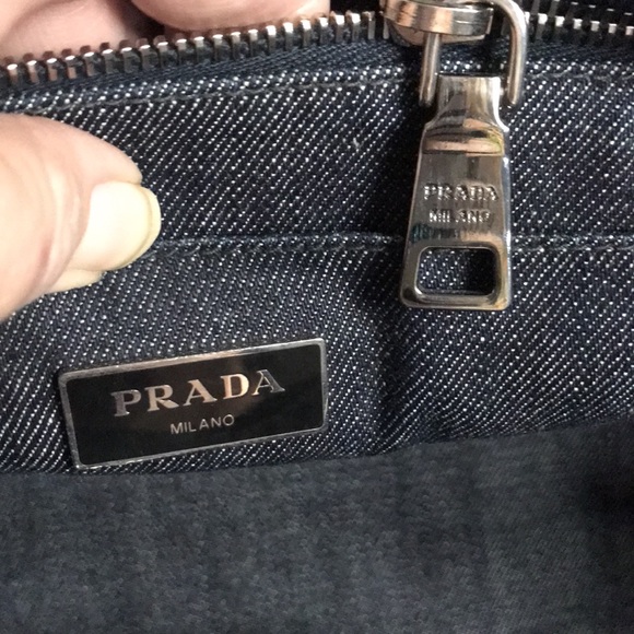 SOLD………Prada Canapa Studded Grommet Embellished Denim Tote w/ Long Strap RARE - Picture 16 of 16